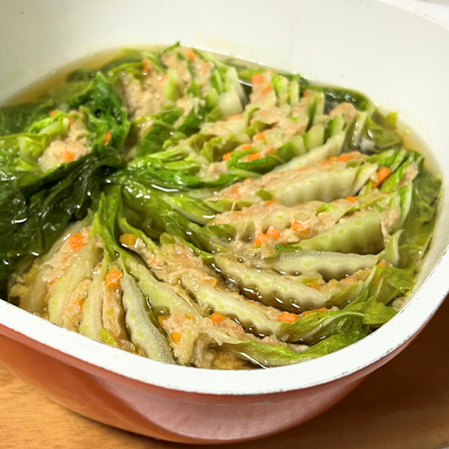 鶏ミンチと白菜の和風ミルフィーユ鍋