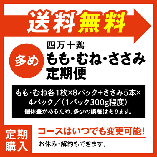 四万十鶏 もも・むね・ささみ定期便 多め