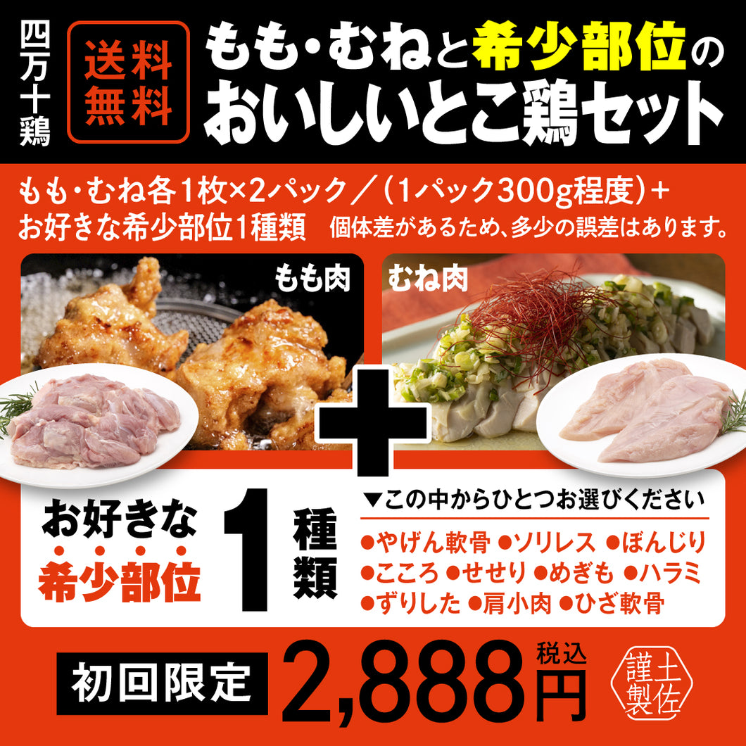 お中元 2023 ギフト 高知 四万十鶏 焼肉 1kg（モモ500g ムネ500g） 鶏肉